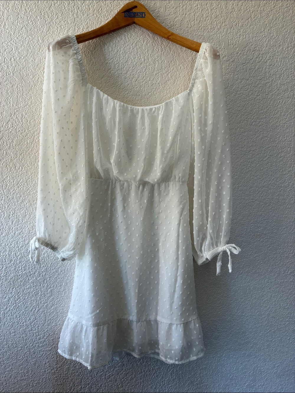 Speechless White Swiss Dot Puff Sleeve Mini Dress